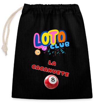 LOTO - BINGO - 8 - LA CACAHUETE - Sac cadeau en coton avec cordon (25 x 30 cm) - noir - Devant