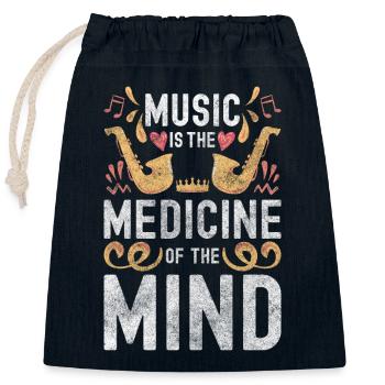 Music Instrument Concert Orchestra - Closable cotton gift bag (25x30cm) - navy - Front