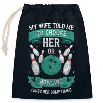 Bowling Bowling Sports Bowling - Closable cotton gift bag (25x30cm) - navy - Front