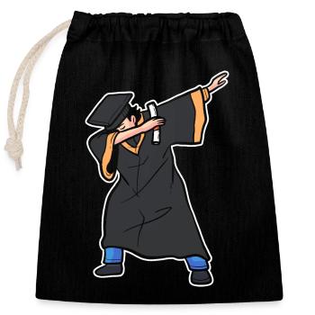 Master's Degree Graduation Ceremony - Closable cotton gift bag (25x30cm) - black - Front