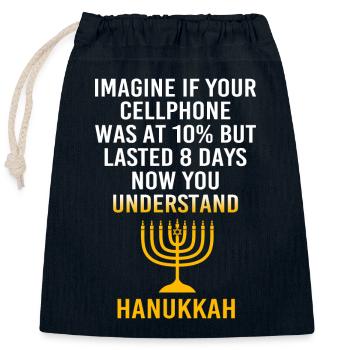 Chanukkah - Verschließbarer Geschenkbeutel aus Baumwolle (25x30cm) - Navy - Vorne