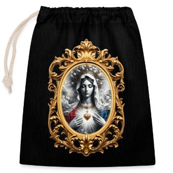 Stechpalme Maria Maria Madonna Mariana Jungfrau Maria Heilig - Verschließbarer Geschenkbeutel aus Baumwolle (25x30cm) - Schwarz - Vorne