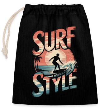 surf style et soleil vintage - Sac cadeau en coton avec cordon (25 x 30 cm) - noir - Devant