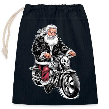 Santa is coming to town - Closable cotton gift bag (25x30cm) - navy - Front