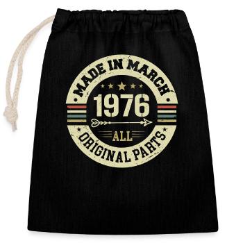 Legendary since March 1976 - Closable cotton gift bag (25x30cm) - black - Front