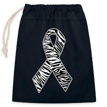 Zebra Print awareness Ribbon - Closable cotton gift bag (25x30cm) - navy - Front