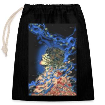 Whispering Cosmos - Closable cotton gift bag (25x30cm) - black - Front