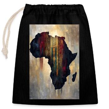 Carte de l’Afrique Impression d’art tribal - Sac cadeau en coton avec cordon (25 x 30 cm) - noir - Devant