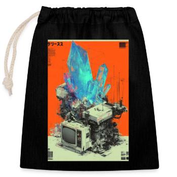 Retro Tech Crystal Fusion - Closable cotton gift bag (25x30cm) - black - Front