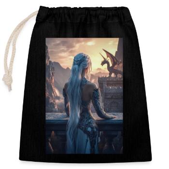 Reine Dragon au coucher du soleil - Sac cadeau en coton avec cordon (25 x 30 cm) - noir - Devant
