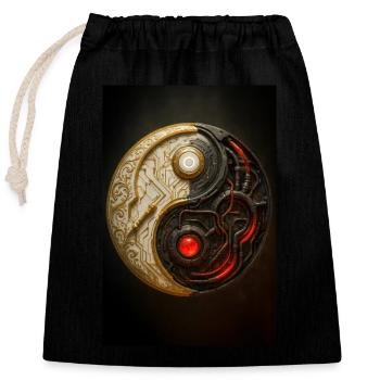 Cyber Yin Yang Balance - Closable cotton gift bag (25x30cm) - black - Front