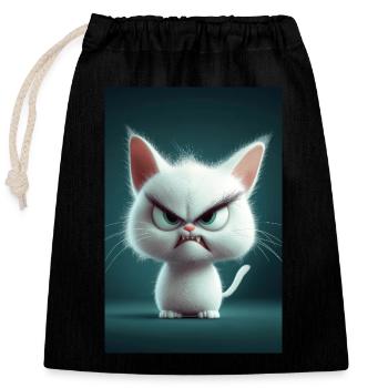 Furiously Fluffy Feline - Closable cotton gift bag (25x30cm) - black - Front