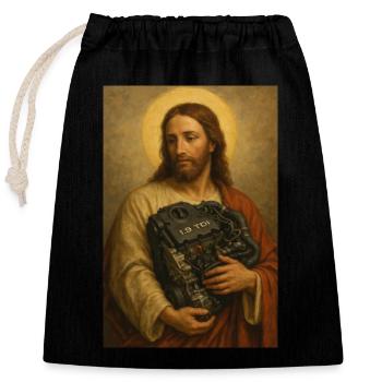 Divine Love for TDI Power - Closable cotton gift bag (25x30cm) - black - Front