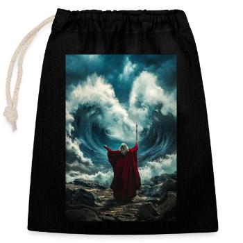 Divine Force Splits the Sea - Closable cotton gift bag (25x30cm) - black - Front