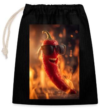 Mr. Chili bringt die Hitze - Verschließbarer Geschenkbeutel aus Baumwolle (25x30cm) - Schwarz - Vorne
