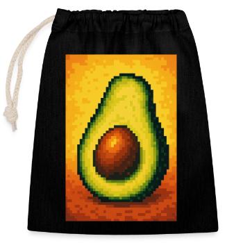 Pixel Avocado Pop - Sac cadeau en coton avec cordon (25 x 30 cm) - noir - Devant