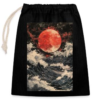 Red Moon Over Stormy Sea - Closable cotton gift bag (25x30cm) - black - Front