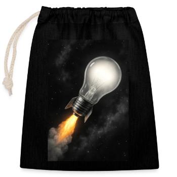 Raketengetriebene Bright Idea - Verschließbarer Geschenkbeutel aus Baumwolle (25x30cm) - Schwarz - Vorne