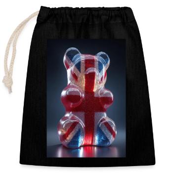 Union Jack Gummibärchen - Verschließbarer Geschenkbeutel aus Baumwolle (25x30cm) - Schwarz - Vorne