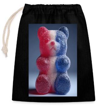 French Flag Gummy Bear - Closable cotton gift bag (25x30cm) - black - Front
