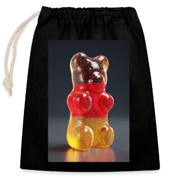 Transparent German Gummy Bear - Closable cotton gift bag (25x30cm) - black - Front