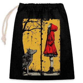 Little Red Riding Hood and the Wolf - Closable cotton gift bag (25x30cm) - black - Front