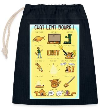 Chat lent bourg - Sac cadeau en coton avec cordon (25 x 30 cm) - bleu marine - Devant