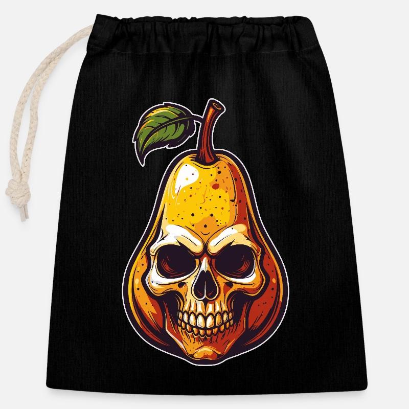 Pears Skull Comic Style - Closable cotton gift bag (25x30cm) - black