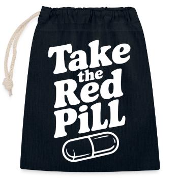 Take the Red Pill - Closable cotton gift bag (25x30cm) - navy - Front