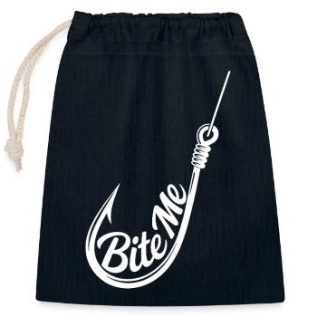 Bite Me Hook Silhouette Tee - Verschließbarer Geschenkbeutel aus Baumwolle (25x30cm) - Navy - Vorne