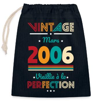 20 Year Anniversary - Vintage - March 2006 - Closable cotton gift bag (25x30cm) - navy - Front