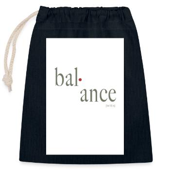 Balance Typografie Design mit Lautschrift - Verschließbarer Geschenkbeutel aus Baumwolle (25x30cm) - Navy - Vorne