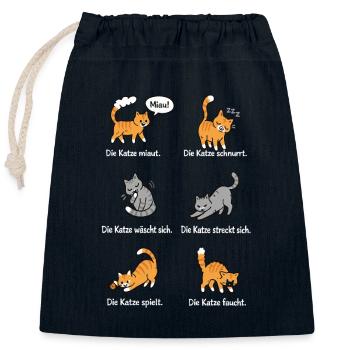 Katzenleben – Schnurrhaare & Katzenliebe - Verschließbarer Geschenkbeutel aus Baumwolle (25x30cm) - Navy - Vorne
