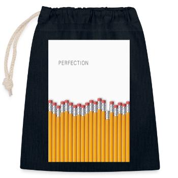 Perfection Minimalist Irony Design - Closable cotton gift bag (25x30cm) - navy - Front