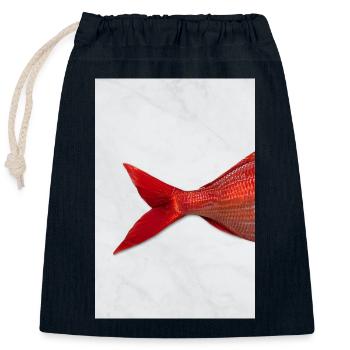 Roter Fisch Minimal Art Design - Verschließbarer Geschenkbeutel aus Baumwolle (25x30cm) - Navy - Vorne