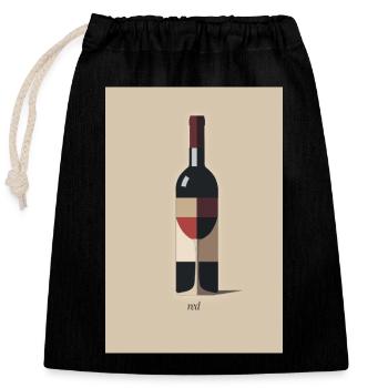 Red Wine Design Minimalist Modern - Closable cotton gift bag (25x30cm) - black - Front