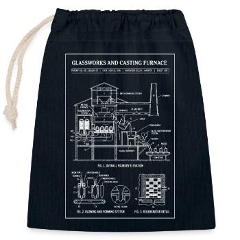 Glaswerk-Bauplan - Verschließbarer Geschenkbeutel aus Baumwolle (25x30cm) - Navy - Vorne