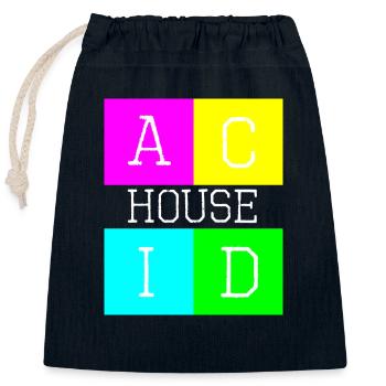 Acid house white - Closable cotton gift bag (25x30cm) - navy - Front