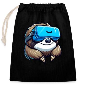 Conception de joueur VR paresseux cool - Sac cadeau en coton avec cordon (25 x 30 cm) - noir - Devant