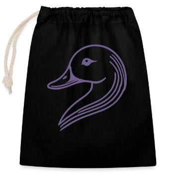 Tête de silhouette de cygne de canard minimaliste - Sac cadeau en coton avec cordon (25 x 30 cm) - noir - Devant