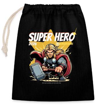 Super-héros - Sac cadeau en coton avec cordon (25 x 30 cm) - noir - Devant