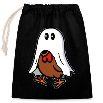 Chicken Ghost Ghost - Closable cotton gift bag (25x30cm) - black - Front