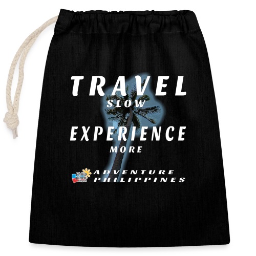 travel slow experience more etwas grösser - Verschließbarer Geschenkbeutel aus Baumwolle (25x30cm)