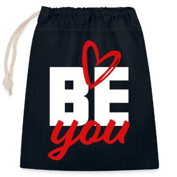 Be You - Selbstvertrauen Mut Kraft schenken - Verschließbarer Geschenkbeutel aus Baumwolle (25x30cm) - Navy - Vorne