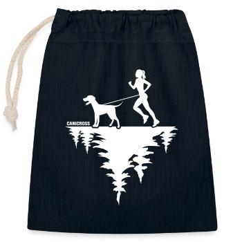 canicross Zughundesport "laufen mit Hund" - Verschließbarer Geschenkbeutel aus Baumwolle (25x30cm) - Navy - Vorne