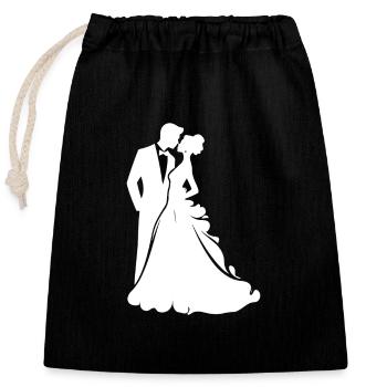 Braut Bräutigam Brautpaar Hochzeit - Verschließbarer Geschenkbeutel aus Baumwolle (25x30cm) - Schwarz - Vorne