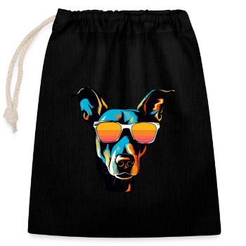 Greyhound Dog Head Portrait Cool - Closable cotton gift bag (25x30cm) - black - Front