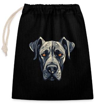 Great Dane Dog Portrait - Closable cotton gift bag (25x30cm) - black - Front