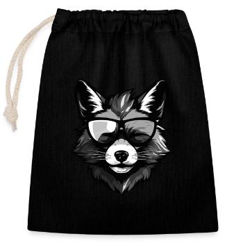 Fox Head Portrait Cool - Closable cotton gift bag (25x30cm) - black - Front