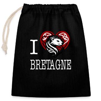 I Love Bretagne Hermine Maline Light - Closable cotton gift bag (25x30cm) - black - Front